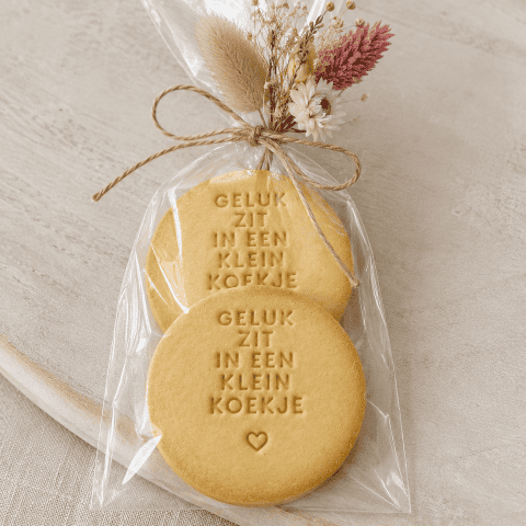 geluk zit in een klein koekje